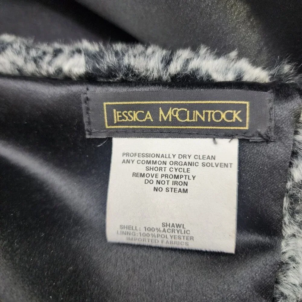 Jessica McClintock‎ Shawl Women OS Gray Faux Fur Evening Wrap Stole